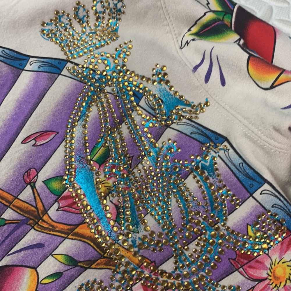 Christian Audigier Floral Panthers Hoodie Gold Lined - Picture 12 of 14